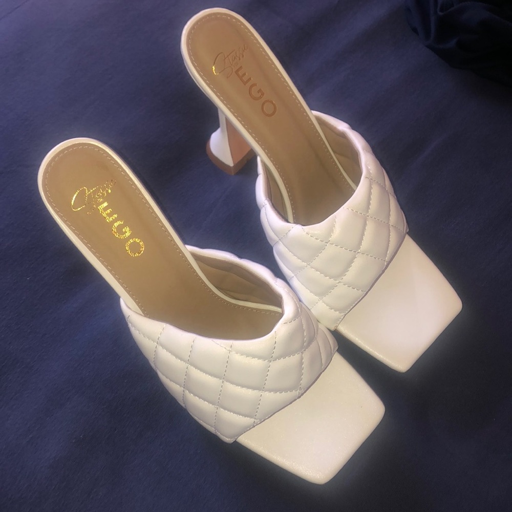 Square Toe White Sandals - NWT